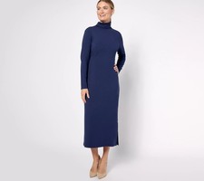Women with Control Midi Dress XL Regular Finespun Jersey Tummy Control Blue NEW