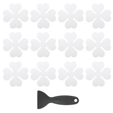 12 Pcs Non Slip Bathtub Stickers with Scraper Anti Slip Four Leaf Transparent