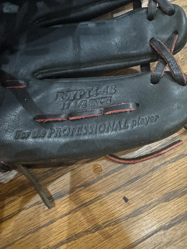 Rawlings R9YPT4-4B 11.5 英寸棒球手套黑色红色 YPT 图案 R9 内场 RHT — 第 4/4 张图片