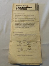 Vintage Solid State Electronic Treasure Finder EC-1900 Instruction Guide Booklet