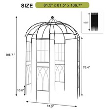 Garden Arch Gazebo Wrought Iron Arbor Trellis Outdoor Wedding Decor Black
