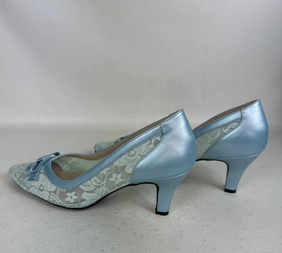 Women's Beacon Dress Heels Brocade Angel Blue With Bow Shoes 9 M New - Image 4 of 4