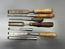 (h) VINTAGE BUCK BROS. WITHERBY SWAN 7PC SOCKET CHISEL SET - VGC - USA