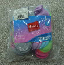 Hanes Socks Girls Medium Fits Shoe Size 10.5-4 No Show Tab Arch Support 10 Pairs
