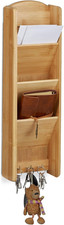 Mensola Portachiavi, Porta Lettere, Da Parete, in Bambù, 7,5X15X49,5, 3 Scompart