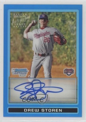 2009 Bowman Draft Prospects Chrome Blue Refractor /150 Drew Storen #BDPP95 0m8
