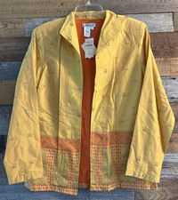 NWT Women  s Coldwater Creek Jacquard Open Front Blazer Jacket Medium M Gold NEW