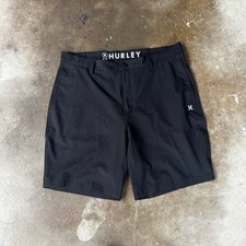 Hurley Hybrid Shorts Mens 38 Black Excellent Chino Walkshorts Quick Dry Stretch