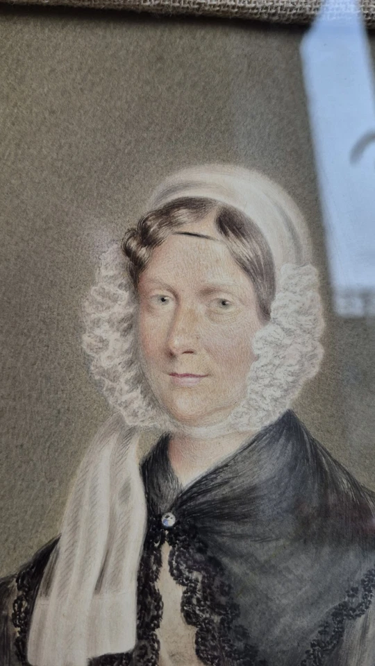 Antique Watercolour Portrait Of Hannah More, Antique Painting  - image 2 of 4