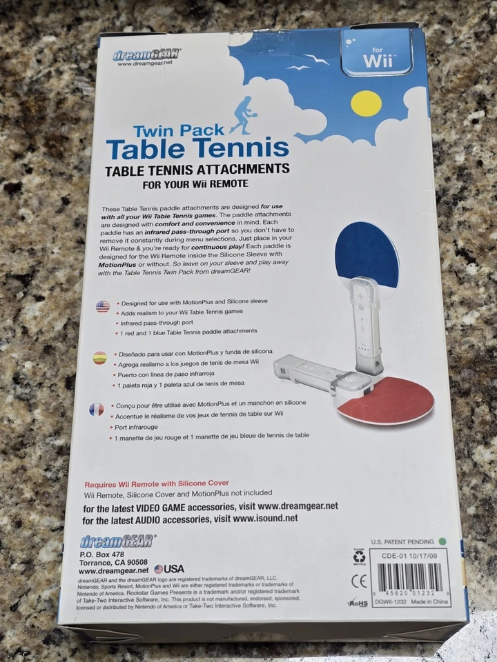 Pack Doble Tenis de Mesa para Nintendo WII Dream Gear NUEVO DE COLECCIÓN RARO Sin Silicona Foto 2 de 3