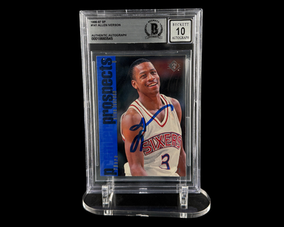 Allen Iverson Rookie Auto – 1996-97 SP On-Card Signature – Beckett 
