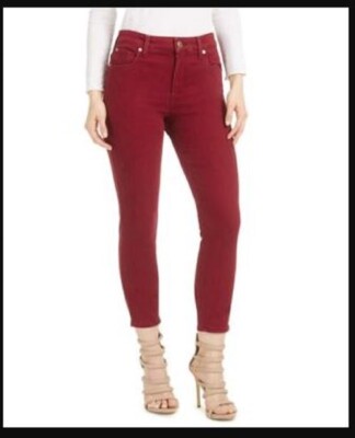 New ''sts blue'' BURGUNDY Skinny 5 Pocket Jeans Women's Size 32 Large W 36 L 28.5 