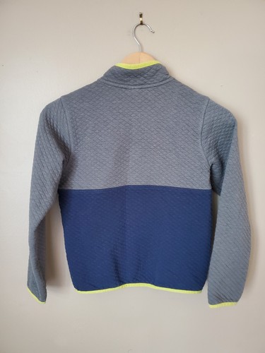 LL Bean Quilted Quarter Snap Pull Over Colorblock Kids Boys Green Blue Size 8 - Picture 7 of 7