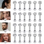 4-40pcs CZ Gems Labret Monroe Lip Rings Helix Tragus Earring Studs 16G Piercing
