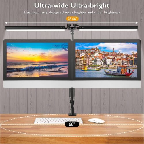 Schreibtischlampe LED Doppelkopf Tischlampe Leselampe Büroleuchte Dimmbar 24W DE - Bild 7 von 17