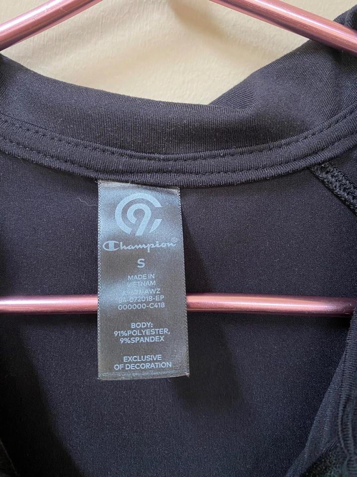 Camisa deportiva C9 by Champion para mujer S 1/4 cremallera negra dúo seca manga larga Foto 4 de 4