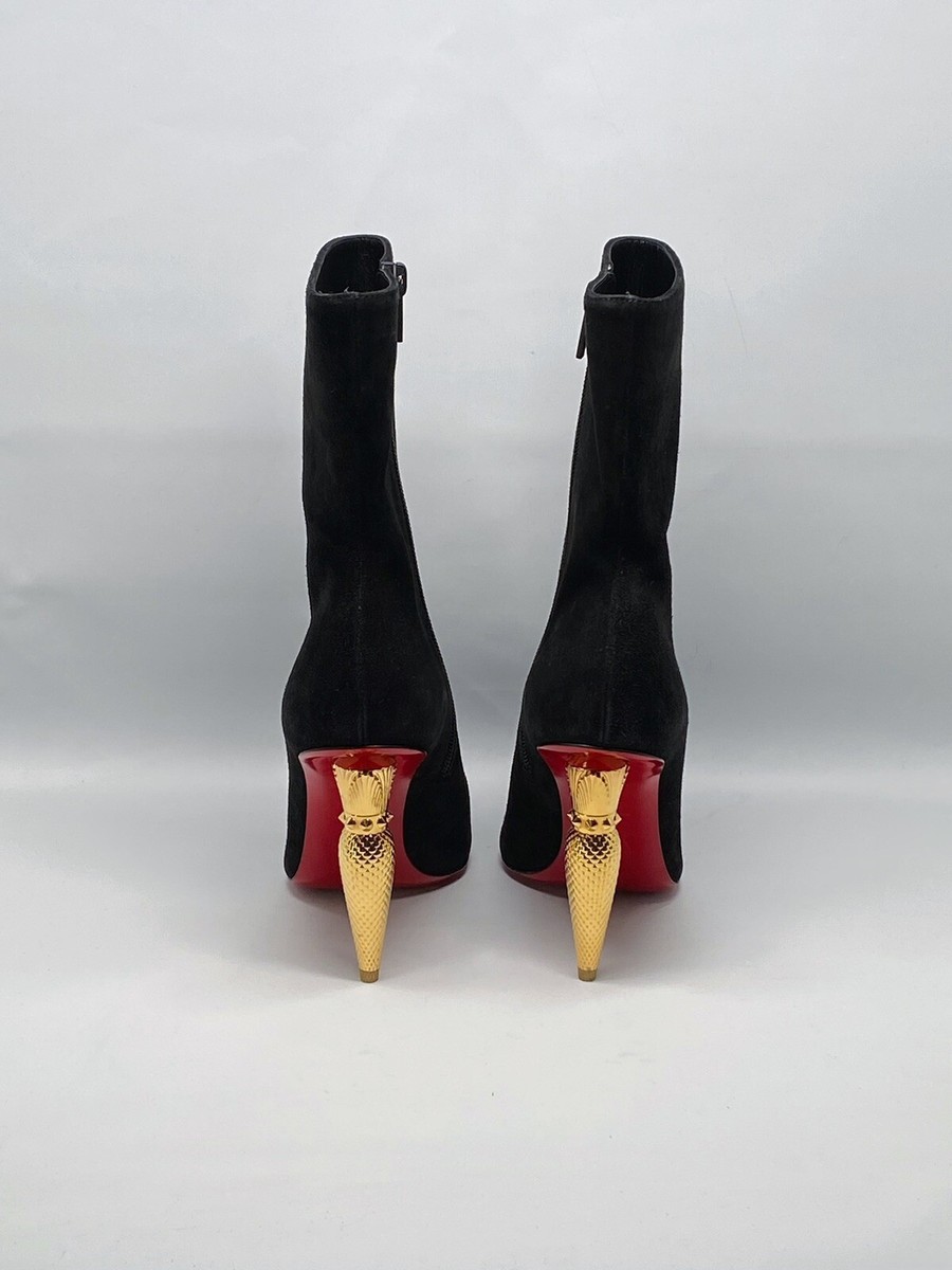 LOUBOUTIN ブラックスエードブーティ 37.5 71970114c7bd98d09ea8a5c88e19b7