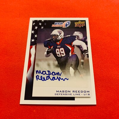 Mason Reedom .. AUTO .. USA Football .. 2014 Upper Deck AUTOGRAPH Card 77