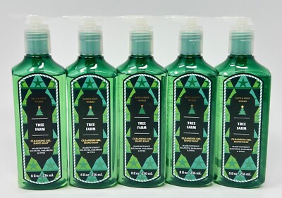 LOT OF 5 BATH & BODY WORKS TREE FARM CLEANSING GEL HAND SOAP WASH PUMP 8 OZ