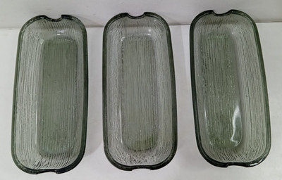 Vintage Maiskolben Geschirr getönt/geräuchert Pressglas 1970er 3er Set - 7'' lang