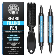 Viking Revolution Beard Pen (2 Pack) Black Beard Pencil Filler Men Lapiz Para