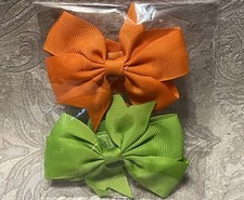 Adorable Hair Bow Grosgrain Ribbon Girl Baby Toddler Elastic Headband Set Of 2