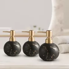 Set of 3 Ceramic Premium Liquid Soap Lotion Dispenser Hand Wash Black 300ml each