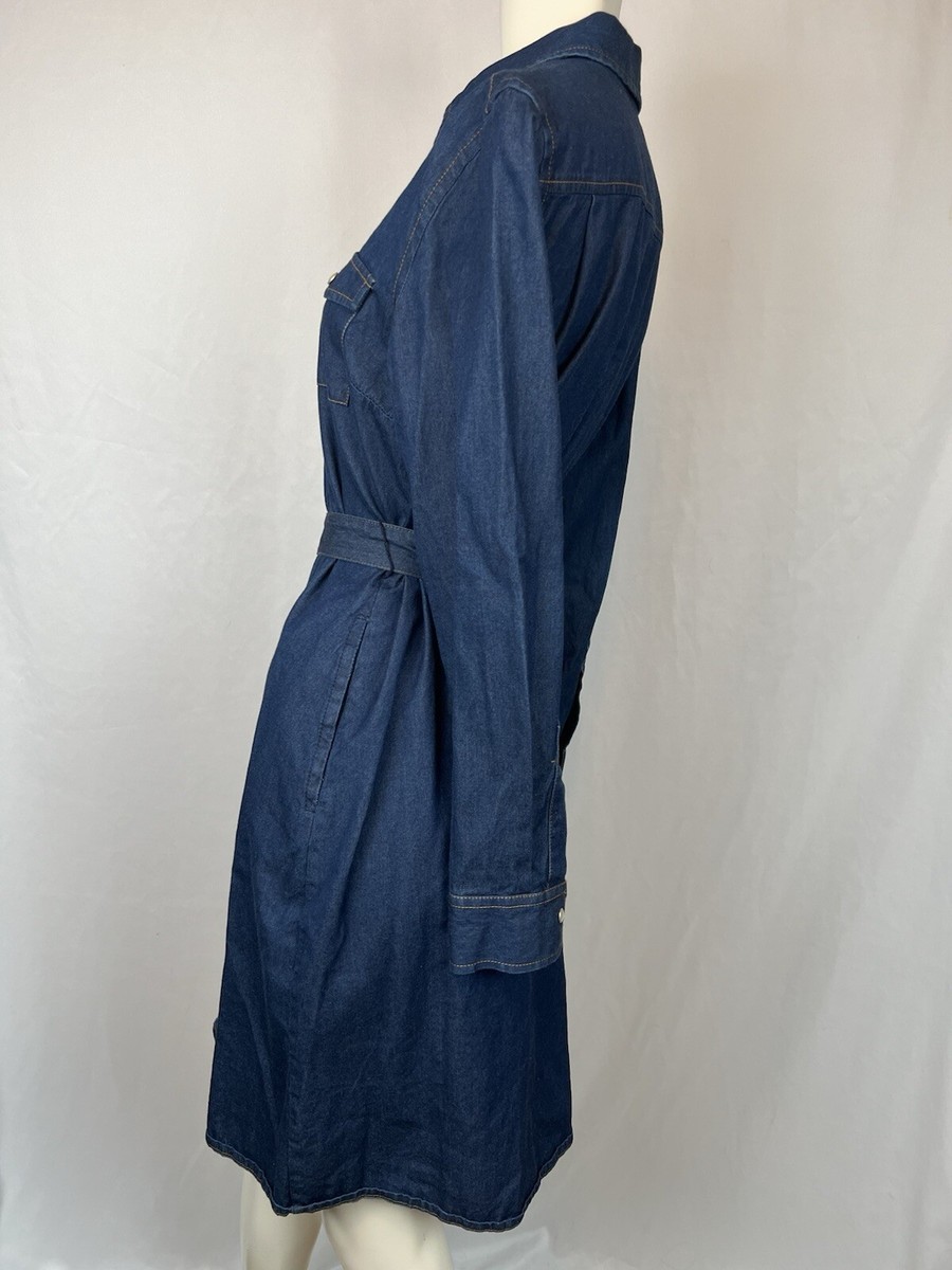 Isaac Mizrahi For Target Cotton Denim Belted Dress With Pearl