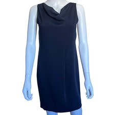 TAHARI Navy Blue Sleeveless Cowl Neck Sheath Dress Womens Size 2 NWT