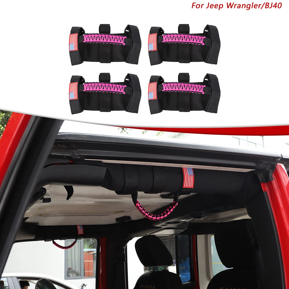Roof Roll Bar Grab Handles Black Pink for Jeep Wrangler Interior
