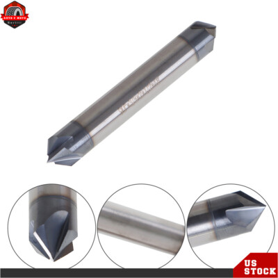 3/8'' 4 Flute 90 Degree Double End Carbide Chamfer Mill 2-1/2'' Overall Length New