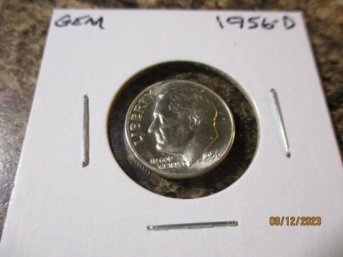 1956-D ROOSEVELT SILVER DIME GEM     X