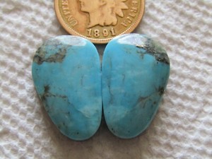 2 Nacozari Turquoise 23 carat Cabochons Matching Set Pair Blue cabs