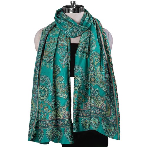 Authentic Lucien Pellat Finet Cashmere Stole Paisley Pattern Brown