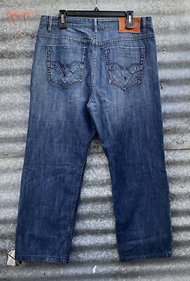Y2K Russell Simmons Argyleculture Baggy Low Rise Jeans 36x27.5 Grungy Summer