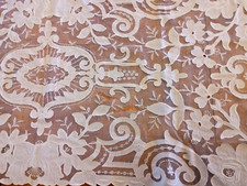 Beautiful French Swiss lace dresser scarf 34 inches by 15 in. Needs repair