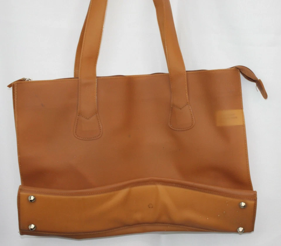 Bolso de Mano Mary Maxim De Colección Vinilo Plástico Marrón Superior Cremallera Pies de Metal Crochet Tejer Foto 3 de 4