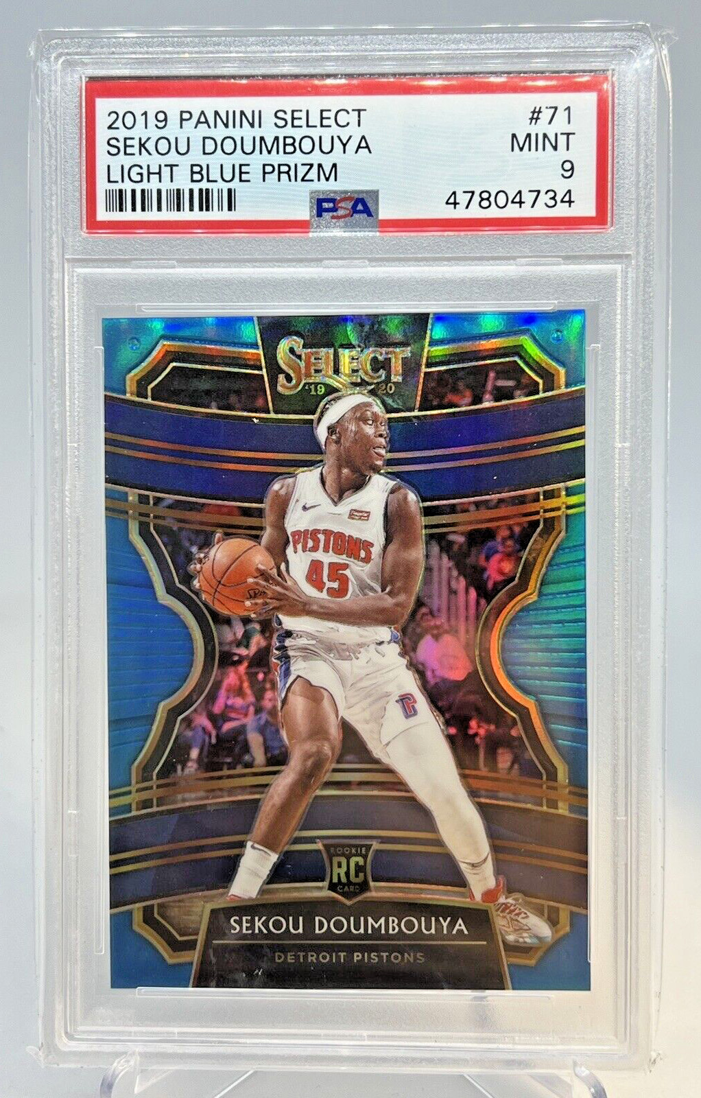 2019-20 Panini Select Sekou Doumbouya Rookie 71 Light Blue Prizm /299 PSA 9 Mint