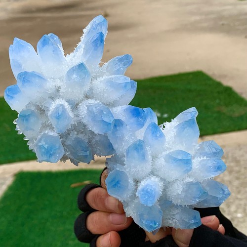 1.64LB New Find Blue Phantom Quartz Crystal Cluster Mineral Specimen - 第 21/21 張圖片