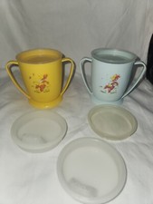 Tommee Tippee Vintage Sippy Cups Lot of 2 Blue Pink Collectibles with 5 Lids