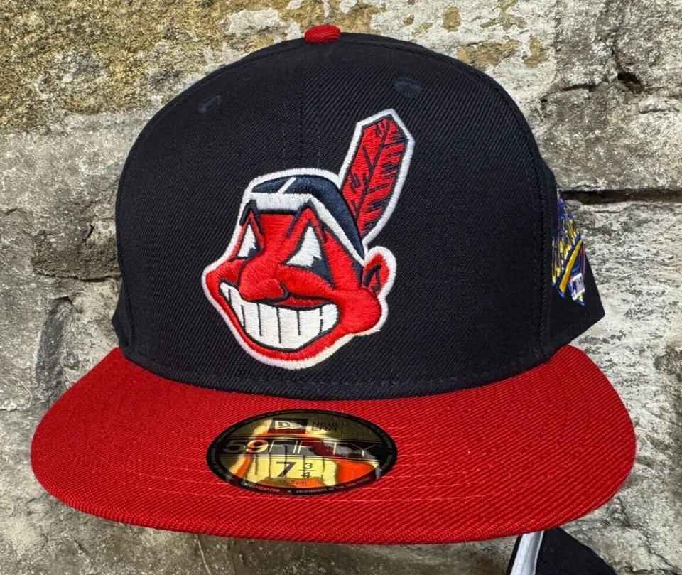 Cleveland Indians Wahoo New Era Fitted Club 59Fifty Two Tone NAVY RED BRIM RARE - Image 3 of 4