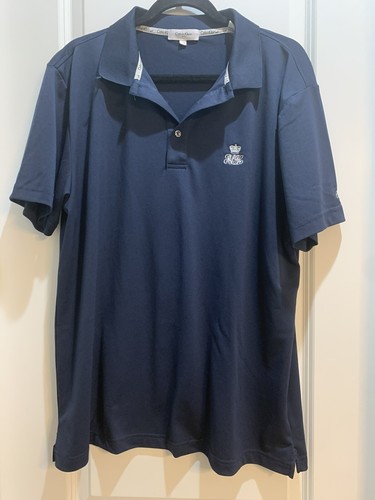 Calvin Klein Polo Shirt Mens Large Navy Blue Short Sleeve Armpit To Armpit 25” - Picture 4 of 6