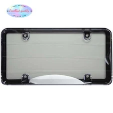 (2 pack) Auto Drive Black Anti-theft License Plate Cover and Frame