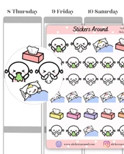 Sick Day Planner Sticker, Sick Leave Stickers for Calendar and Journal M0119
