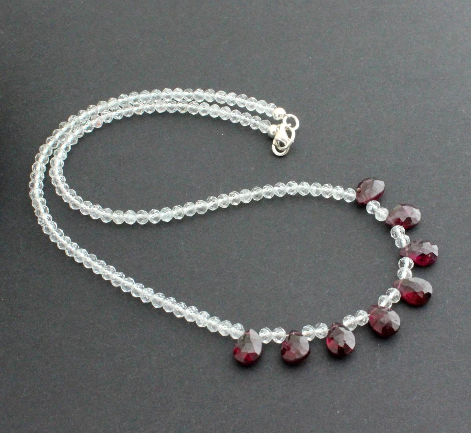 Collar De Topacio Blanco Con Cadenas De Rodolito, Regalo, 44 Cm - Imagen 2 de 3