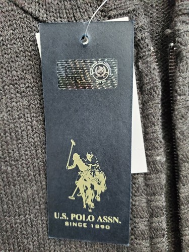 U.S Polo Assn. Zip Front Hoodie Youth Boys 10-12 Heather Gray Sweater NWT $48 - Picture 4 of 10