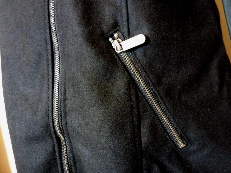 Brave Soul Biker Coat Faux Leather Trim Wool Mix Size 16 Uk BNWT RRP £60 Black - Image 4 of 4