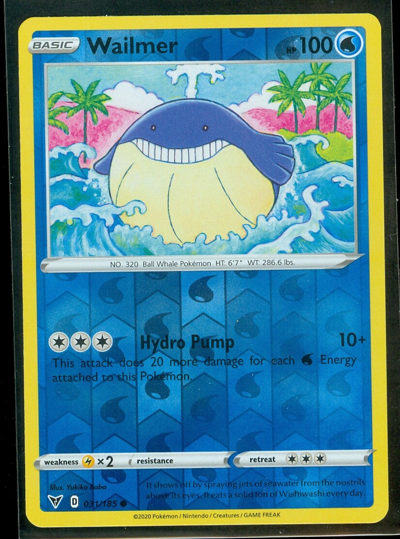 Pokemon WAILMER 031/185 Vivid Voltage - Rev Holo - - MINT | eBay