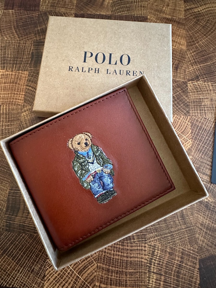 BN Ralph Lauren Polo bear Bi Fold Leather wallet NWT 100