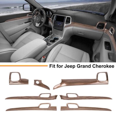 Wood Grain Inner Dash Door Handle Panel Strips Trims for Jeep Grand Cherokee 11+